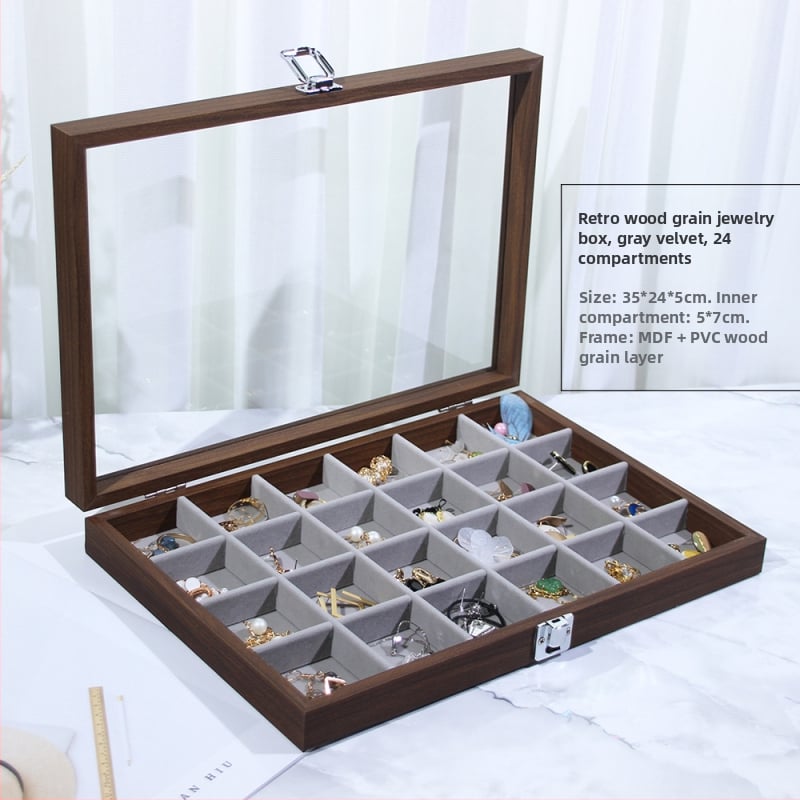 Κουτί αποθήκευσης κοσμημάτων με βάση επίδειξης για σκουλαρίκια, καρφάκια, κολιέ και δαχτυλίδια – Προστασία σκόνης, Μεγάλη χωρητικότητα, Υλικό: Χαρτί, Αγροτικό στυλ
