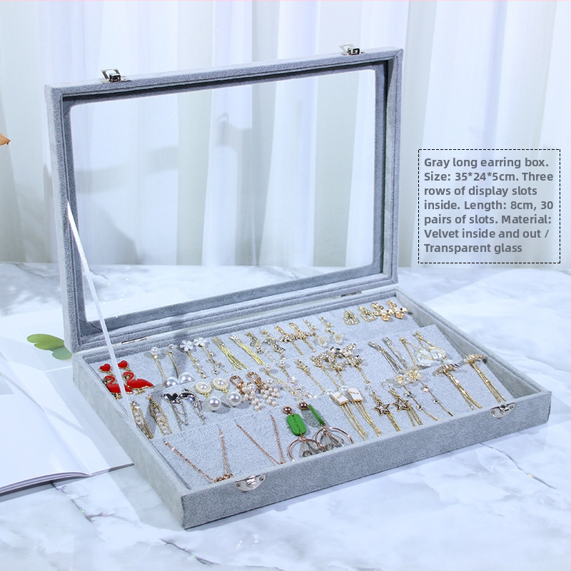 Κουτί αποθήκευσης κοσμημάτων με βάση επίδειξης για σκουλαρίκια, καρφάκια, κολιέ και δαχτυλίδια – Προστασία σκόνης, Μεγάλη χωρητικότητα, Υλικό: Χαρτί, Αγροτικό στυλ