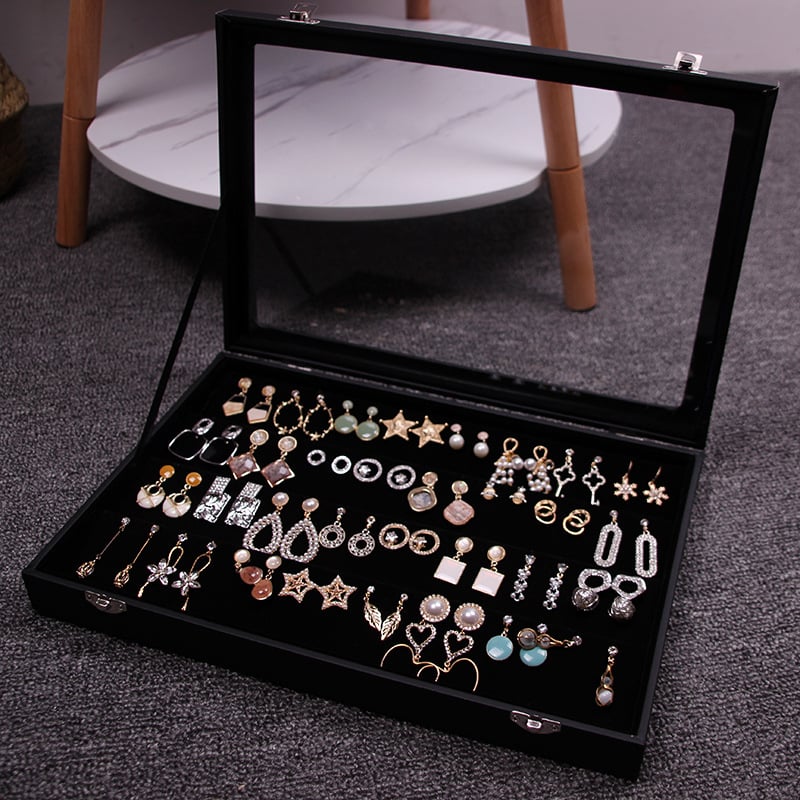 Κουτί αποθήκευσης κοσμημάτων με βάση επίδειξης για σκουλαρίκια, καρφάκια, κολιέ και δαχτυλίδια – Προστασία σκόνης, Μεγάλη χωρητικότητα, Υλικό: Χαρτί, Αγροτικό στυλ