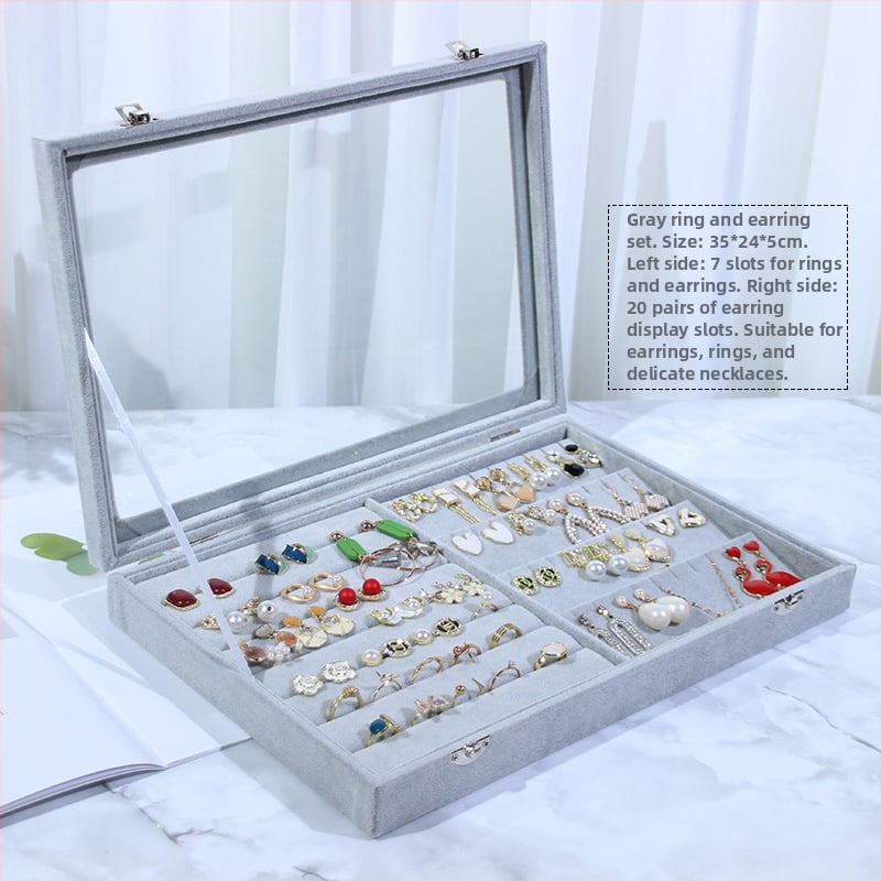 Κουτί αποθήκευσης κοσμημάτων με βάση επίδειξης για σκουλαρίκια, καρφάκια, κολιέ και δαχτυλίδια – Προστασία σκόνης, Μεγάλη χωρητικότητα, Υλικό: Χαρτί, Αγροτικό στυλ