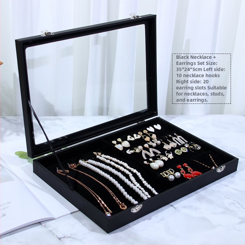 Κουτί αποθήκευσης κοσμημάτων με βάση επίδειξης για σκουλαρίκια, καρφάκια, κολιέ και δαχτυλίδια – Προστασία σκόνης, Μεγάλη χωρητικότητα, Υλικό: Χαρτί, Αγροτικό στυλ