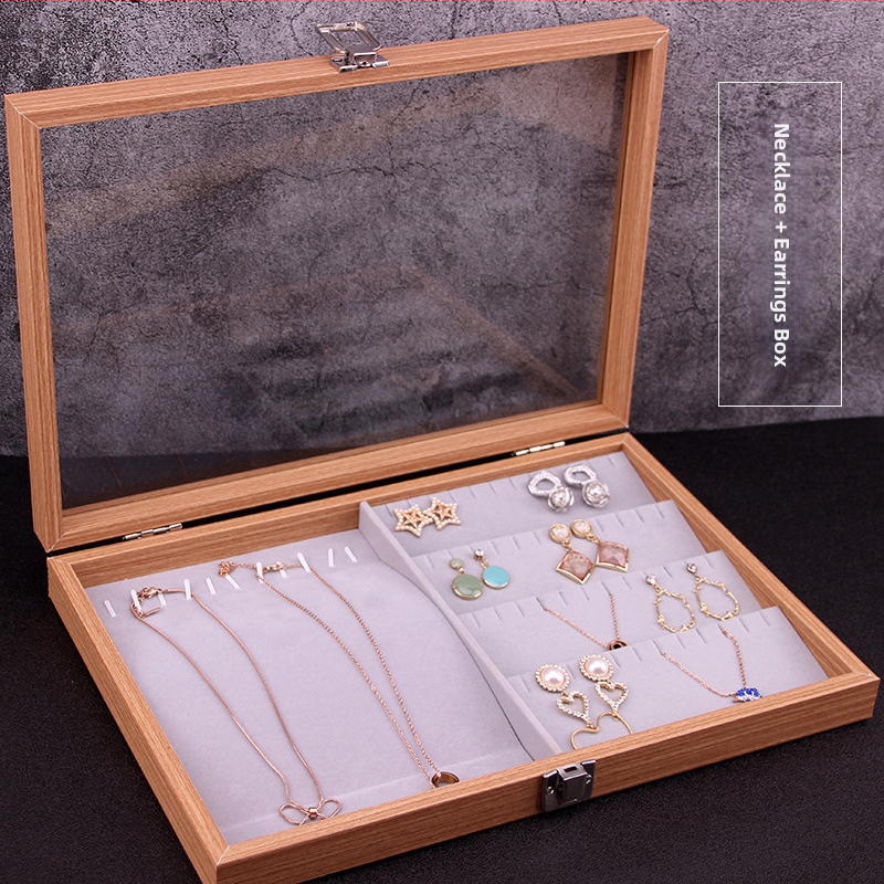 Κουτί αποθήκευσης κοσμημάτων με βάση επίδειξης για σκουλαρίκια, καρφάκια, κολιέ και δαχτυλίδια – Προστασία σκόνης, Μεγάλη χωρητικότητα, Υλικό: Χαρτί, Αγροτικό στυλ