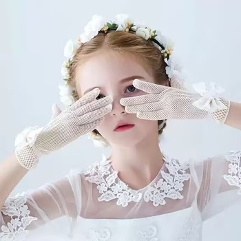 Kootud laste pulmakindad, printsessi stiilis, sõlmemustriga tikitud, unisex lastele ja täiskasvanutele