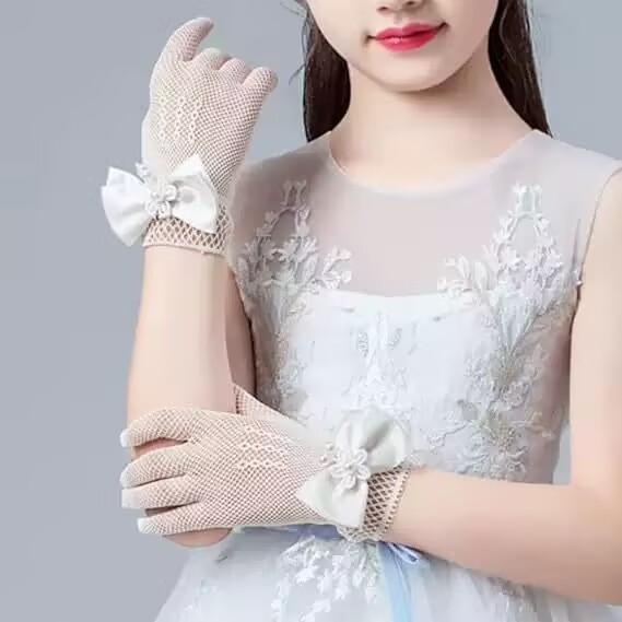 Kootud laste pulmakindad, printsessi stiilis, sõlmemustriga tikitud, unisex lastele ja täiskasvanutele