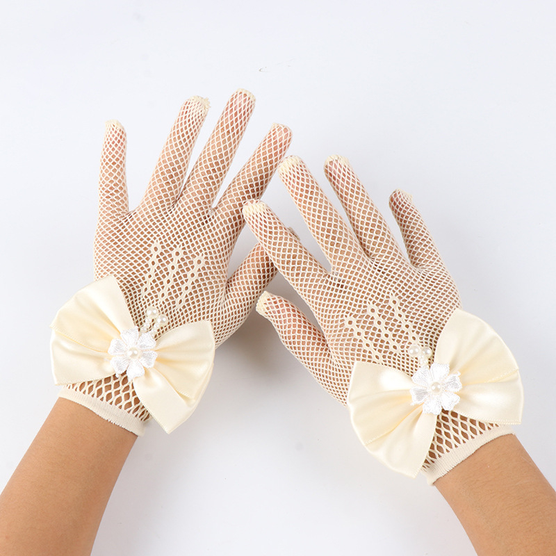 Kootud laste pulmakindad, printsessi stiilis, sõlmemustriga tikitud, unisex lastele ja täiskasvanutele