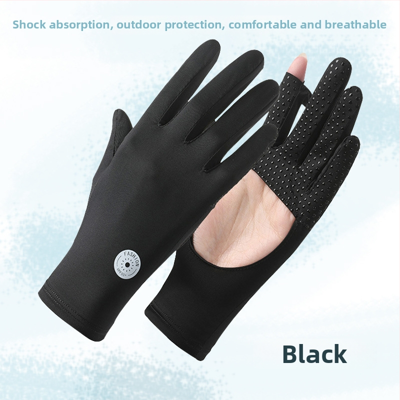 Ръкавици за шофиране без пръсти, дишащи, UV защита, антихлъзгащи, Ice Silk плат с Spandex (11–20%)