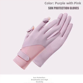 Dámske letné rukavice s UV ochranou – Ice Silk a nylon, rýchlo uschnú, protišmykové, s dotykovým displejom, na cyklistiku a jazdu