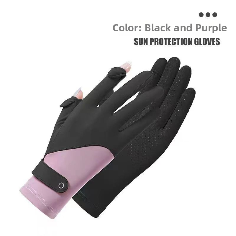Dámske letné rukavice s UV ochranou – Ice Silk a nylon, rýchlo uschnú, protišmykové, s dotykovým displejom, na cyklistiku a jazdu