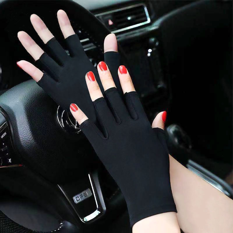 Nylon Ice-Silk UV-védelmet nyújtó kesztyűk, teljes ujjak, légáteresztő, csúszásmentes, érintőképernyő-kompatibilis, kopásálló