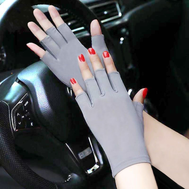 Nylon Ice-Silk UV-védelmet nyújtó kesztyűk, teljes ujjak, légáteresztő, csúszásmentes, érintőképernyő-kompatibilis, kopásálló