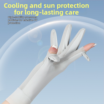 Nyári UV-védett ujjatlan lovagló kesztyű, lélegző Ice Silk és Nylon anyagból, csúszásmentes, érintőképernyő-kompatibilis