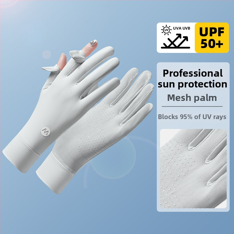 Nyári UV-védett ujjatlan lovagló kesztyű, lélegző Ice Silk és Nylon anyagból, csúszásmentes, érintőképernyő-kompatibilis