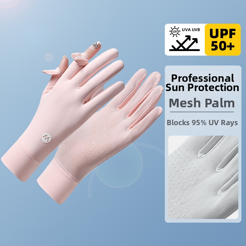 Nyári UV-védett ujjatlan lovagló kesztyű, lélegző Ice Silk és Nylon anyagból, csúszásmentes, érintőképernyő-kompatibilis