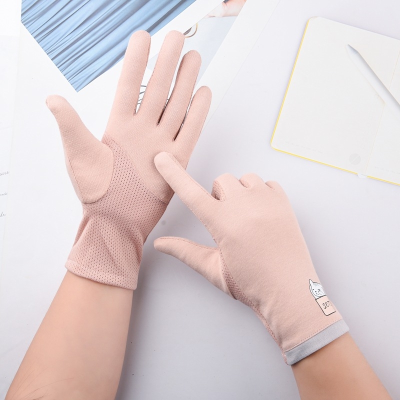 Női UV védelmet nyújtó kesztyűk vezetéshez és kerékpározáshoz — légáteresztő pamut, csúszásmentes, érintőképernyő-kompatibilis, tavasz–ősz