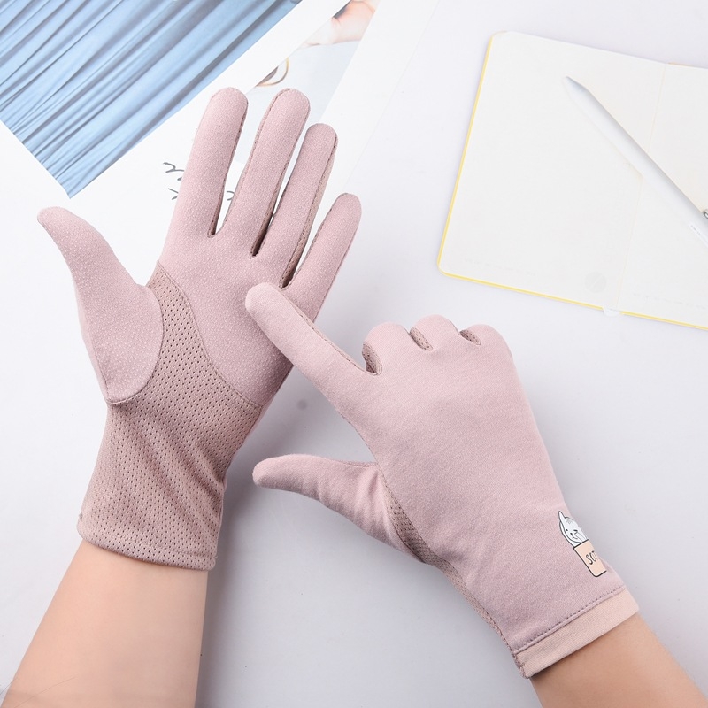 Női UV védelmet nyújtó kesztyűk vezetéshez és kerékpározáshoz — légáteresztő pamut, csúszásmentes, érintőképernyő-kompatibilis, tavasz–ősz