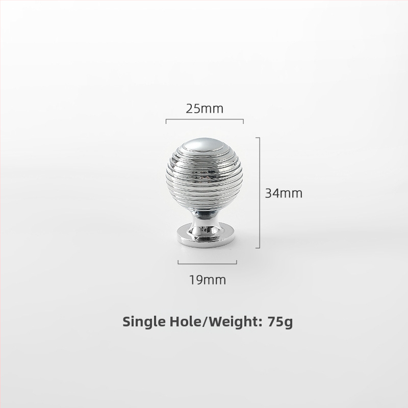 Misiņa garderobes rokturis, apaļš, ar vienu atveri, hromēts pārklājums