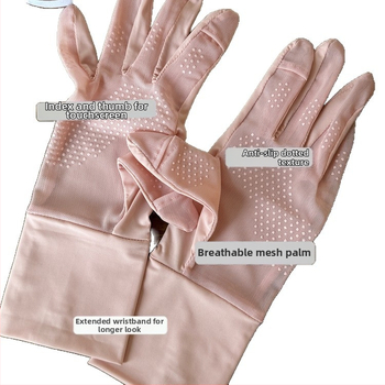 Dlhé dámske rukavice s UV ochranou z ľadového hodvábu – plný prst, Spandex, protišmykové, dotykový displej, vodeodolné pre vonkajšiu jazdu