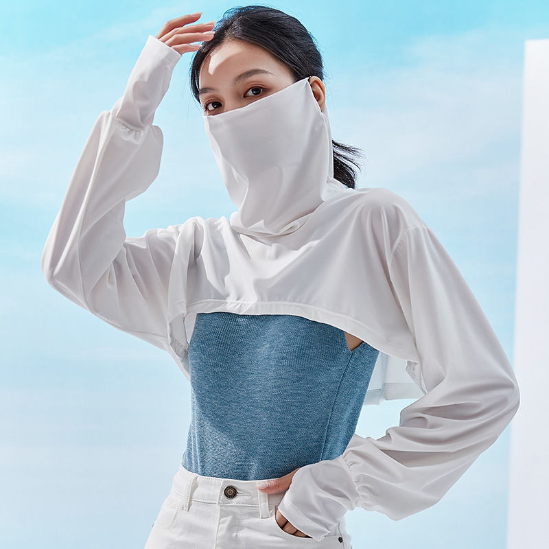 Μανίκια UV προστασίας για οδήγηση με εσάρπα, γυναικείο καλοκαιρινό σετ από ice silk και μάσκα λαιμού