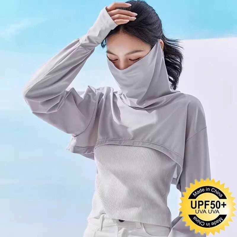 Μανίκια UV προστασίας για οδήγηση με εσάρπα, γυναικείο καλοκαιρινό σετ από ice silk και μάσκα λαιμού