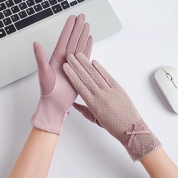 Női vezetéshez való kesztyű – lélegző, teljes ujjas, poliészter chiffon anyag, UV védelem, csúszásmentes fogás