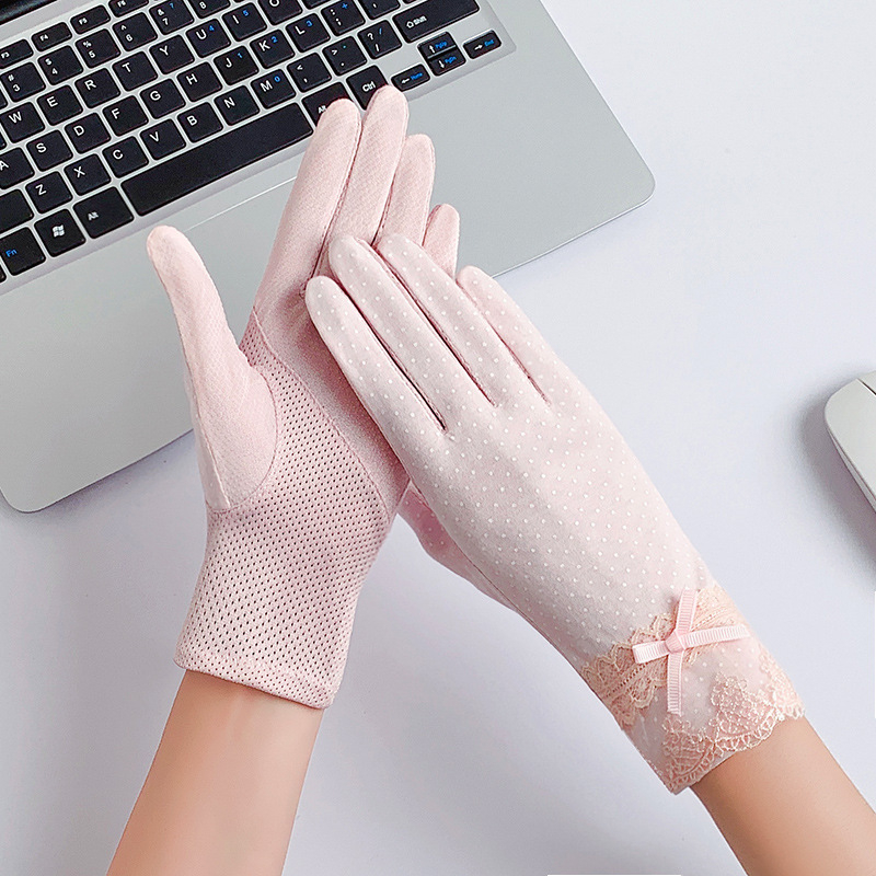 Női vezetéshez való kesztyű – lélegző, teljes ujjas, poliészter chiffon anyag, UV védelem, csúszásmentes fogás