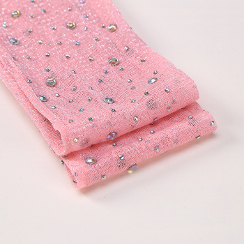 Μακριά δαντελένια UV γάντια χωρίς δάχτυλα με στρας, ελαστικά, πολυεστέρας 81–95% (Στυλ: Street, μη mainstream, μελλοντικό ρεύμα; Φθινόπωρο 2024)