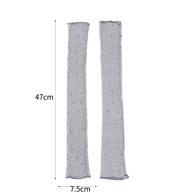 Μακριά δαντελένια UV γάντια χωρίς δάχτυλα με στρας, ελαστικά, πολυεστέρας 81–95% (Στυλ: Street, μη mainstream, μελλοντικό ρεύμα; Φθινόπωρο 2024)