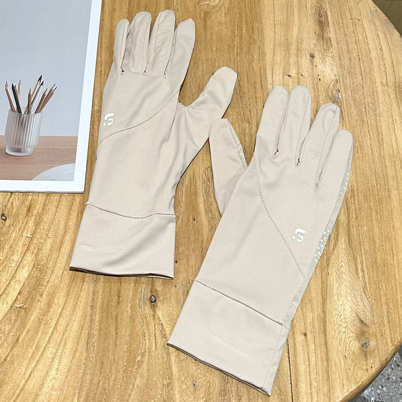 Női nyári kerékpáros kesztyű Ice Silk anyagból: UV védelem, érintőképernyő-kompatibilis, csúszásmentes, középhosszú, teljes ujjak.