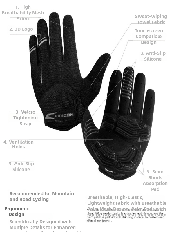 NUCKILY Γάντια Ποδηλάτου (Νάιλον; Ενήλικες; Unisex)