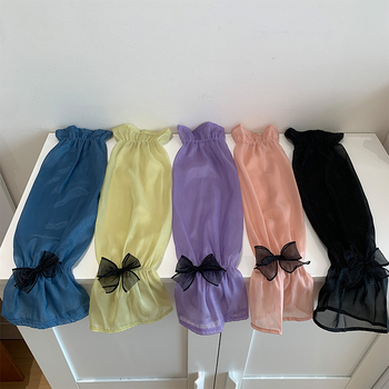 Μανίκια προστασίας από τον ήλιο από Ice Silk για γυναίκες, διακοσμητικό φιόγκος, πολυεστέρας, Καλοκαίρι 2024, στυλ φρέσκο και γλυκό