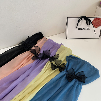 Μανίκια προστασίας από τον ήλιο από Ice Silk για γυναίκες, διακοσμητικό φιόγκος, πολυεστέρας, Καλοκαίρι 2024, στυλ φρέσκο και γλυκό