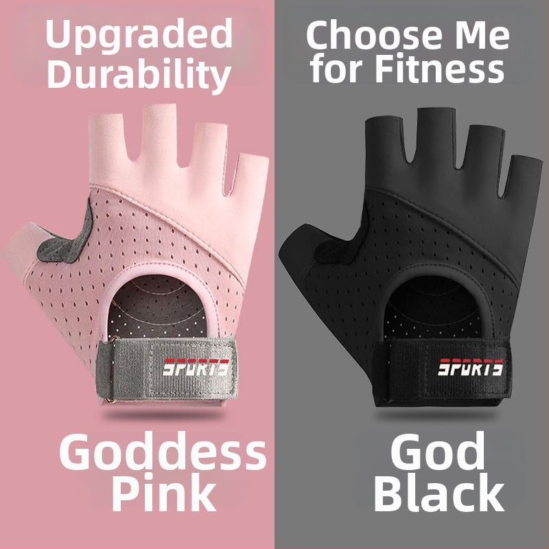 Fitneso puspirštinės pirštinės treniruotėms ir dviračio važiavimui - neslidžios, atsparios dėvėjimu, kvėpuojančios, smūgių slopinimas, Ice Silk medvilnės mišinys