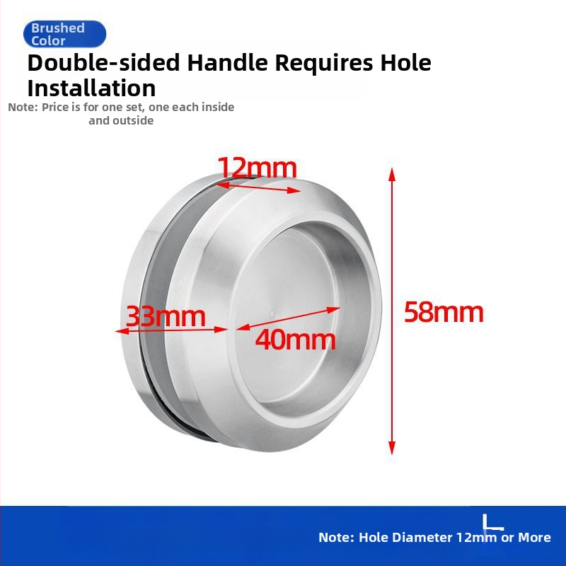Nerūsējošā tērauda apaļa roktura stikla durvīm, piemērots vannas/dušas kabīnei, moderns minimālisks stils, virsmas: matētas, spīdīgas vai elektroplātētas