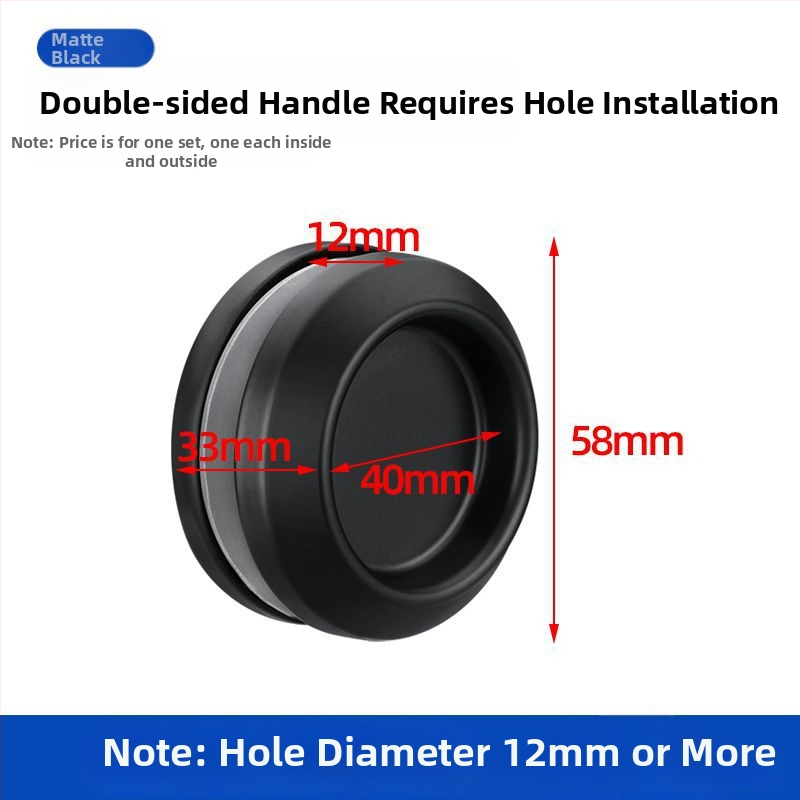Nerūsējošā tērauda apaļa roktura stikla durvīm, piemērots vannas/dušas kabīnei, moderns minimālisks stils, virsmas: matētas, spīdīgas vai elektroplātētas