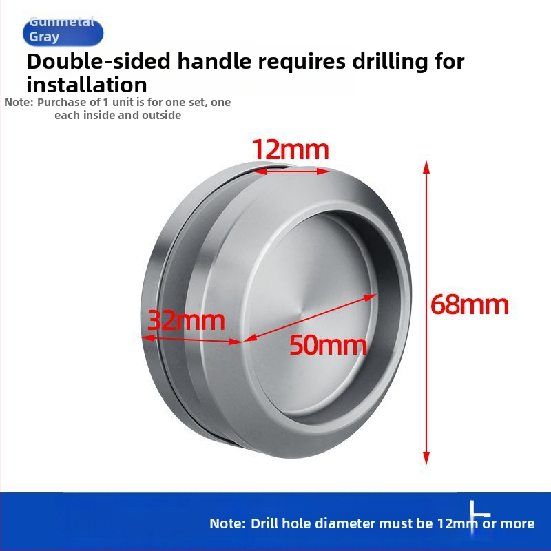 Nerūsējošā tērauda apaļa roktura stikla durvīm, piemērots vannas/dušas kabīnei, moderns minimālisks stils, virsmas: matētas, spīdīgas vai elektroplātētas
