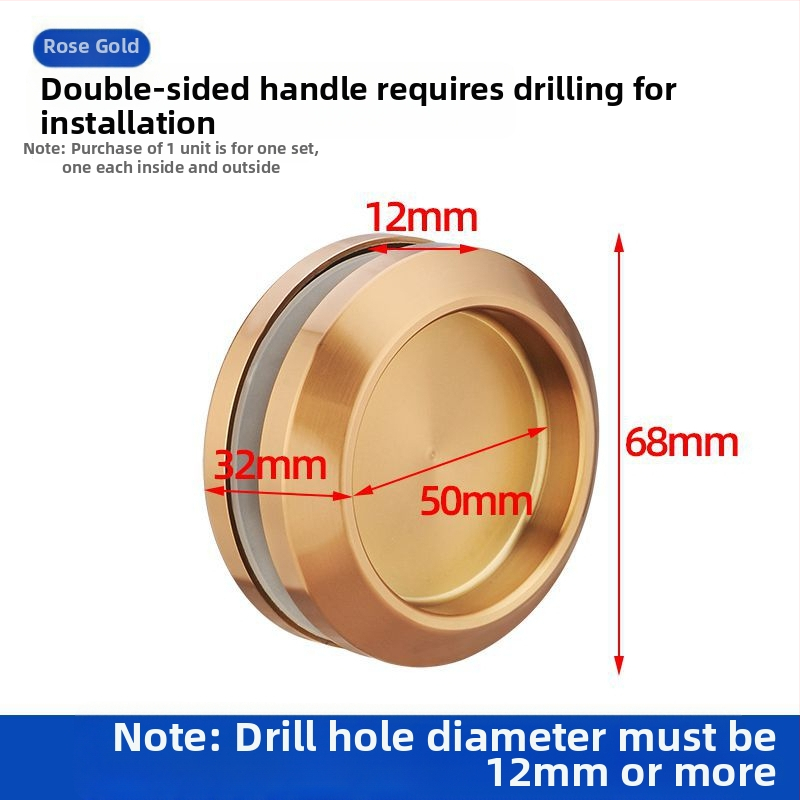 Nerūsējošā tērauda apaļa roktura stikla durvīm, piemērots vannas/dušas kabīnei, moderns minimālisks stils, virsmas: matētas, spīdīgas vai elektroplātētas