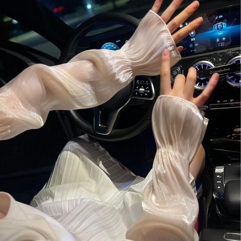 Női jégselyem napvédő karpántok, ergonómikus görbe dizájn, kerékpározáshoz és vezetéshez – nyár