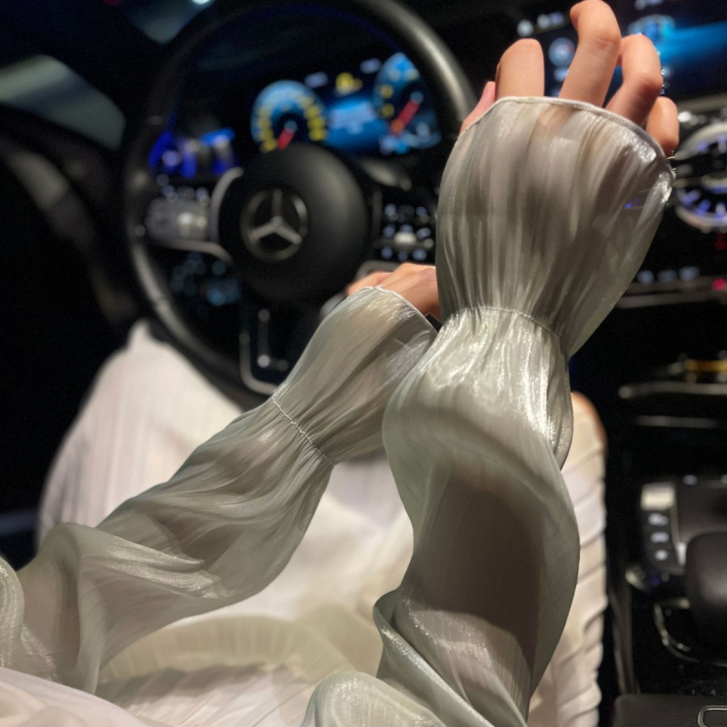 Női jégselyem napvédő karpántok, ergonómikus görbe dizájn, kerékpározáshoz és vezetéshez – nyár