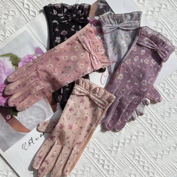 Csipkés UV-védelmet nyújtó kesztyűk, vékony és lélegző, csúszásmentes, érintőképernyő-kompatibilis, anyag: spandek/poliészter