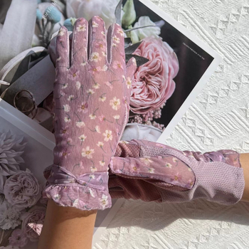 Csipkés UV-védelmet nyújtó kesztyűk, vékony és lélegző, csúszásmentes, érintőképernyő-kompatibilis, anyag: spandek/poliészter