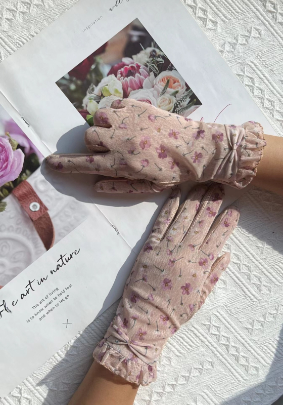 Csipkés UV-védelmet nyújtó kesztyűk, vékony és lélegző, csúszásmentes, érintőképernyő-kompatibilis, anyag: spandek/poliészter