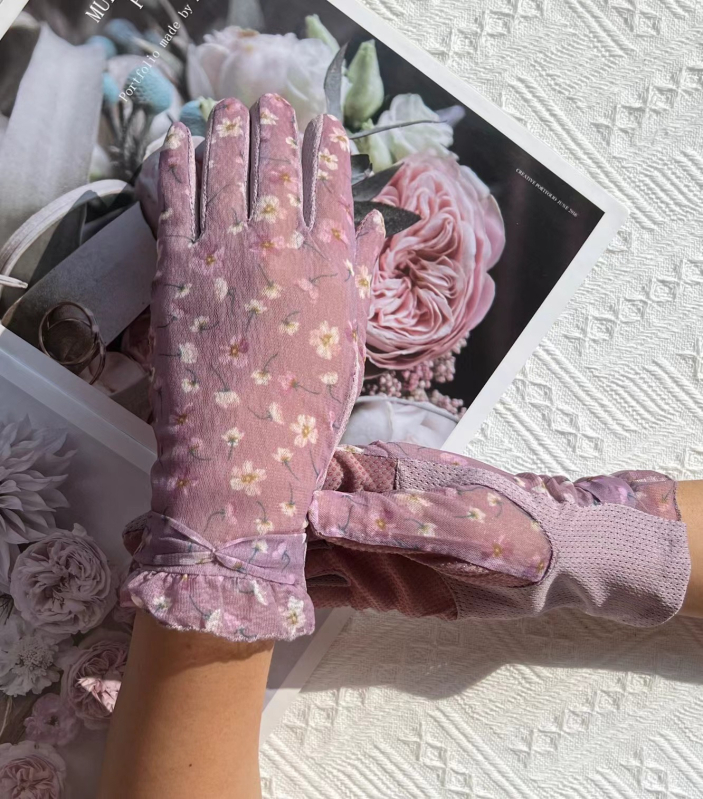 Csipkés UV-védelmet nyújtó kesztyűk, vékony és lélegző, csúszásmentes, érintőképernyő-kompatibilis, anyag: spandek/poliészter