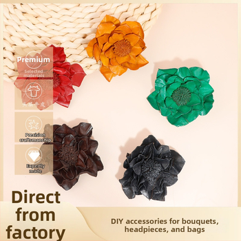 Širdies formos odinis lotus žiedas – rankų darbo, trimatė odos gėlė, DIY odinis aksesuaras galvai ar rankinei, pirmos kokybės oda