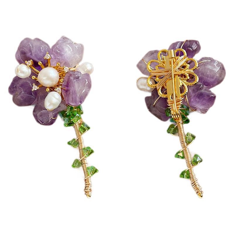 Nalanala Καρφίτσα Καμέλια — Μαργαριταρένιο Υλικό, Σχήμα Λουλουδιού, Στυλ Φωτεινό-Λαμπερό, Ηλεκτροπλατίωση