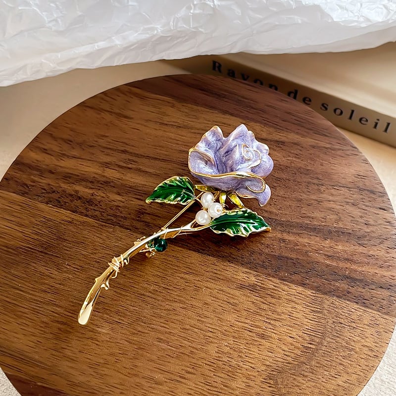 Nalanala Καρφίτσα Καμέλια — Μαργαριταρένιο Υλικό, Σχήμα Λουλουδιού, Στυλ Φωτεινό-Λαμπερό, Ηλεκτροπλατίωση