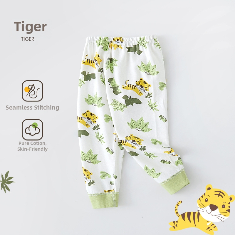 Бебешки памучни безшевни дълги панталони, 100% памук, средна талия, унисекс, за деца 1–3 г., пролет–есен