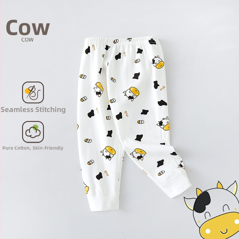 Бебешки памучни безшевни дълги панталони, 100% памук, средна талия, унисекс, за деца 1–3 г., пролет–есен