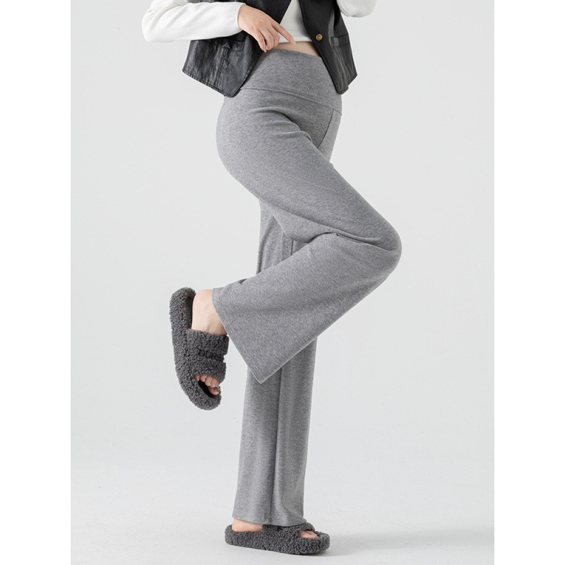 Панталони за бременни с широк крак, висока талия, свободна кройка, средна плътност, памук-полиестер 95%+