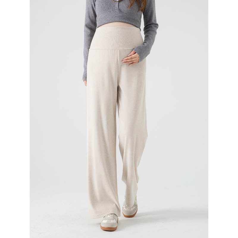 Панталони за бременни с широк крак, висока талия, свободна кройка, средна плътност, памук-полиестер 95%+