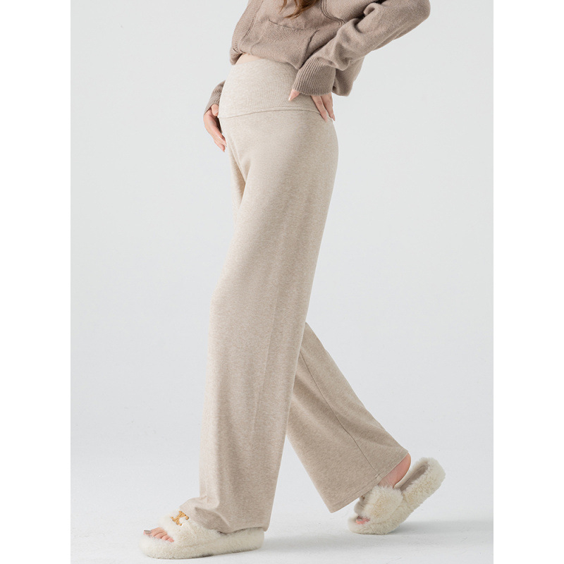 Панталони за бременни с широк крак, висока талия, свободна кройка, средна плътност, памук-полиестер 95%+